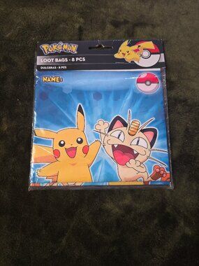 Pokemon Loot Bags 8 Pack - Pikachu & Meowth Party Favor Bags (DesignWare 2014)